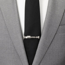 Load image into Gallery viewer, Star Wars Obi-Wan Kenobi Blue LIGHTSABER Pattern Black Tie, Tie Clip, and Gray Jedi Crest Dress Socks Gift Set
