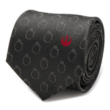 Load image into Gallery viewer, Star Wars Rebel Alliance and Millennium Falcon Gray Tie with Red Crest
