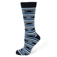 Load image into Gallery viewer, Star Wars Grogu Blue Striped Dress Socks and Lapel Pin Gift Set
