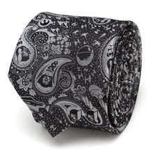 Load image into Gallery viewer, Star Wars Darth Vader Black and White Paisley Tie
