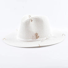 Load image into Gallery viewer, Unisex Metal Letter Straw Panama Hat
