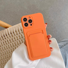 Load image into Gallery viewer, Soft Silicone Card Phone Case for IPhone 13  12 Pro Max Shockproof Protector Cover for IPhone 14 Plus Cases Heavy Duty Solid Slim Lightweight Anti-Shock Cover for iPhone
