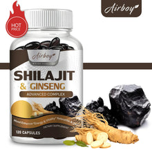 Load image into Gallery viewer, Shilajit &amp; Ginseng Supplement - Provides Energy and Endurance, Enhances Brain &amp; Memory, Immune Support - 120 Capsules
