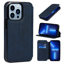 Load image into Gallery viewer, Luxury Leather Case Protect Cover For iPhone 13 12 Mini 11 Pro Max X XR XS Max Stand Flip Wallet Leather Magnetic Shockproof Flip Cover Classic Men Business Brown Phone Case
