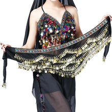 Load image into Gallery viewer, 1PC New Style Belly Dance Belt Newest Multi-color Glass Silk Velvet Dancing Belt Scarf Crystal BellyDance Waist Chain Hip Scarf
