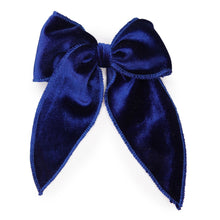 Load image into Gallery viewer, Sapphire Blue Velvet Darling Hair Bow
