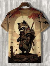 Load image into Gallery viewer, Samurai Cat Graphic T-Shirt – Japanese Style 3D Print Men's Tee
