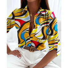 Load image into Gallery viewer, Women’s Printed Long-Sleeve Lapel Shirt | Casual Elegant Blouse
