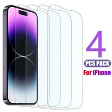 Load image into Gallery viewer, 4pcs Tempered Glass For Iphone 11 14 12 13 Pro Xr X Xs Max Screen Protector On For Iphone 14 Pro Max Mini 7 8 6 6s Plus Se Glass Scratch Proof Flexible Screen Protector Shutter Proof Anti Fingerprint Screen Glass For Iphone
