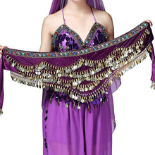 Load image into Gallery viewer, 1PC New Style Belly Dance Belt Newest Multi-color Glass Silk Velvet Dancing Belt Scarf Crystal BellyDance Waist Chain Hip Scarf
