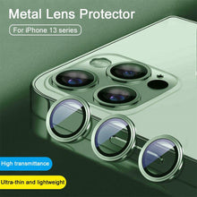 Load image into Gallery viewer, 3D  Protective Glass Camera Protector Cover For iPhone 13 Pro Max i Phone 13Pro 13 Mini Rear Lens Metal Ring Protect Camera Lens Case Individual Metal Scratch Resistant HD Clear Case Tempered Glass Camera Case
