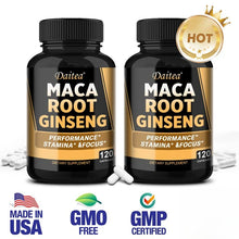 Load image into Gallery viewer, Maca Root with Ginseng 11,400mg - 120 Vegan Capsules for Men &amp; Women
