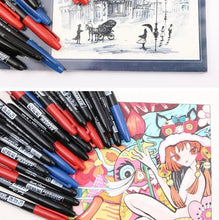 Load image into Gallery viewer, 6PCs/Set Permanent Marker Pen Fine Point Waterproof Markers Thin Nib Crude Nib Black Blue Red Ink 1.5mm Fine Color Marker Pens
