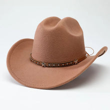 Load image into Gallery viewer, New denim hats for men and women, Western cowboy hats, five pointed star belt hats, soft woolen hats
