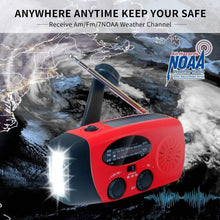 Load image into Gallery viewer, 2000mAh Emergency Crank Weather Radio with LED Flashlight, Alertsync Portable AM/FM/NOAA Solar Radio with Phone Charger, SOS Ala
