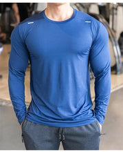 Load image into Gallery viewer, Men's Sports Fitness Long Sleeve Outdoor Badminton Quick Dry Training Shirt Casual Thin Running Top Bodybuilding Sportswear

