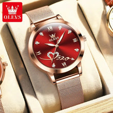 Load image into Gallery viewer, OLEVS Luxury Fashion Ladies' Watches Rose Gold Top Brand Original Quartz Watch for Women Stainless Steel Mesh Strap Love Dial
