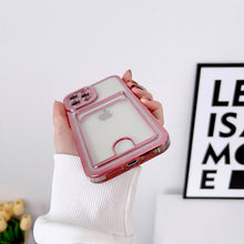 Load image into Gallery viewer, Luxury Square Phone Case For iPhone 13 11 14 12 Pro Max Mini XS XR 6s 7 8 Plus SE Cover Soft Silicone Wallet Card Holder Clear Card Slot Case Slim Fit Protective Soft Wallet Case
