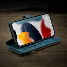 Load image into Gallery viewer, Vintage Card Holder Leather Wallet Case for iPhone 11 12 13 14 Pro Max Mini XR XS Max 8 7 6s Plus SE Storage Pocket Cover Flip Case PU Leather Protective Case With Magnetic Closure
