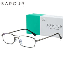 Load image into Gallery viewer, BARCUR Fashion Business Presbyopia Eyeglasses for Men and Women Ultra-Light Double Bar Alloy Rectangular Small Frame Transparent HD Reading Glasses
