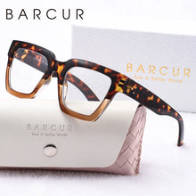 Load image into Gallery viewer, BARCUR Large Fashionable Frame Pink Reading Glasses for Women – Stylish Square Thick Frame Eyewear with Multi-Degree Options for Men &amp; Women – Lightweight Blue Light Blocking Computer Glasses with White Gift Box for Home Office &amp; Study

