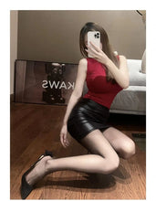 Load image into Gallery viewer, Black Slim Imitation Leather Pencil Mini Skirt High Waist Sexy Fashion Korean Short Skirts Women Wholesale Summer Sweet
