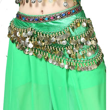 Load image into Gallery viewer, 1PC New Style Belly Dance Belt Newest Multi-color Glass Silk Velvet Dancing Belt Scarf Crystal BellyDance Waist Chain Hip Scarf
