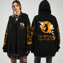 Load image into Gallery viewer, 🏐 Haikyuu!! Karasuno High School Zip-Up Hoodie – Unisex Anime Streetwear
