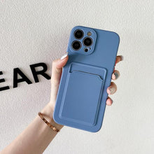 Load image into Gallery viewer, White Luxury Card Holder Phone Case for iPhone 13 12 Pro Wallet Soft Back Cover Shockproof  Cute Protective Case for iPhone Cute Case With Card Holder
