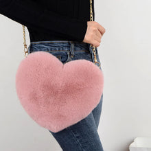 Load image into Gallery viewer, Fashion Women's Heart Shaped Handbags Cute Faux Fur Crossbody Bags  Lady Soft Plush Chain Shoulder Bag Shopper Totes
