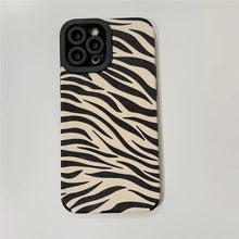 Load image into Gallery viewer, Luxury Zebra Pattern PU Leather Phone Case for iPhone 7 8 Plus X XR XS 11 12 13 14 Pro Max Soft Silicon Cover Girl Black White Zebra Print Phone Cover Black Soft Leather Black White Case For iPhone
