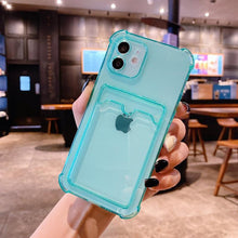 Load image into Gallery viewer, Simple Clear Silicone Wallet Case for iPhone 14 13 12 11 Pro XS Max X XR Shockproof Lens Protection Card Cover Shockproof Soft Bumper Clear Case Classic Stylish Case
