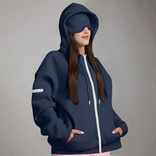 Load image into Gallery viewer, Women's Oversized Hoodies: Multi-Pocket Eyemask Sweatshirt
