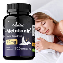 Load image into Gallery viewer, Melatonin 12mg - Relieves Anxiety and Stress, Helps with Deep Sleep, Helps Reduce Insomnia and Trouble Falling Asleep, Non-GMO

