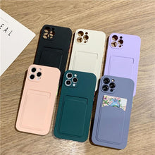 Load image into Gallery viewer, Phone Case For iphone 11 12 13 pro max XR X XS Max 12 mini 12 pro Soft Silicone Wallet Card Holder Cover For iPhone Wallet Case Compatible with iPhone 13 Secure Card Wallet Case
