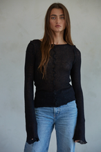 Load image into Gallery viewer, Knit Long Sleeve See Through Asymmetrical Top
