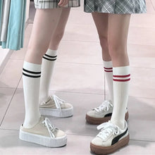 Load image into Gallery viewer, Striped Cotton Knee High Socks
