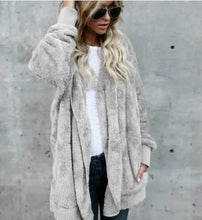 Load image into Gallery viewer, Double Fleece Plush Hooded Cardigan Jacket Women
