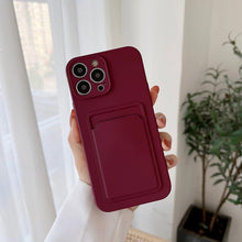 Load image into Gallery viewer, Soft Silicone Card Phone Case for IPhone 13  12 Pro Max Shockproof Protector Cover for IPhone 14 Plus Cases Heavy Duty Solid Slim Lightweight Anti-Shock Cover for iPhone
