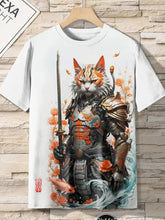 Load image into Gallery viewer, Samurai Cat Graphic T-Shirt – Japanese Style 3D Print Men's Tee
