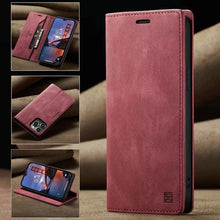 Load image into Gallery viewer, Vintage Wallet Case Card Holder Kickstand Built-in Magnetic Flip Leather Case for iPhone  Leather Cases for iPhone 14 13 12 11 Pro Max Mini XR XS Max 8 7 6s Plus Wallet Flip Cover
