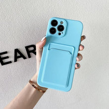 Load image into Gallery viewer, White Luxury Card Holder Phone Case for iPhone 13 12 Pro Wallet Soft Back Cover Shockproof  Cute Protective Case for iPhone Cute Case With Card Holder
