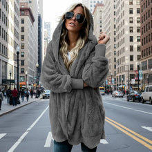 Load image into Gallery viewer, Double Fleece Plush Hooded Cardigan Jacket Women
