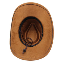 Load image into Gallery viewer, Western cowboy hat with bullhead rivets, curved brim, windproof rope, and felt for outdoor riding and jazz hats
