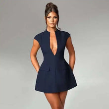 Load image into Gallery viewer, Townlike Pocket Elegant A-line Dress Women Mini 2024 Spring Summer Dress Deep V Neck Nightclub Sexy Party Dresses Vestidos
