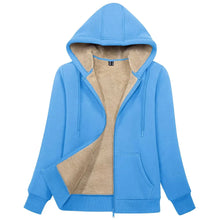 Load image into Gallery viewer, Sherpa-Lined Fleece Zip-Up Hoodie Jacket Women
