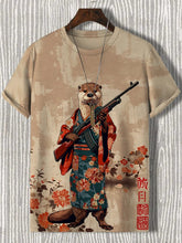 Load image into Gallery viewer, Samurai Cat Graphic T-Shirt – Japanese Style 3D Print Men's Tee
