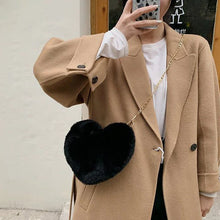 Load image into Gallery viewer, Fashion Women's Heart Shaped Handbags Cute Faux Fur Crossbody Bags  Lady Soft Plush Chain Shoulder Bag Shopper Totes
