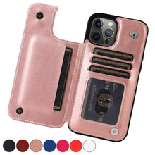 Load image into Gallery viewer, Wallet Stand Cover Flip Leather Case For iPhone 14 Pro Max 13 Pro Max 12 Pro Max 11 Pro Max Soft PU Leather Card Case With Kickstand Slim Double Magnetic Clasp Protective Cover
