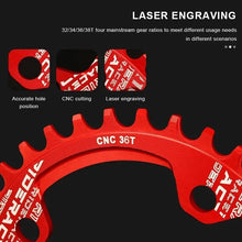 Load image into Gallery viewer, RIDERACE Bicycle Crank Chainring 104BCD Round Shape Narrow Wide 32T/34T/36T/38T Mountain Bike Crankset Chainwheel Single Plate
